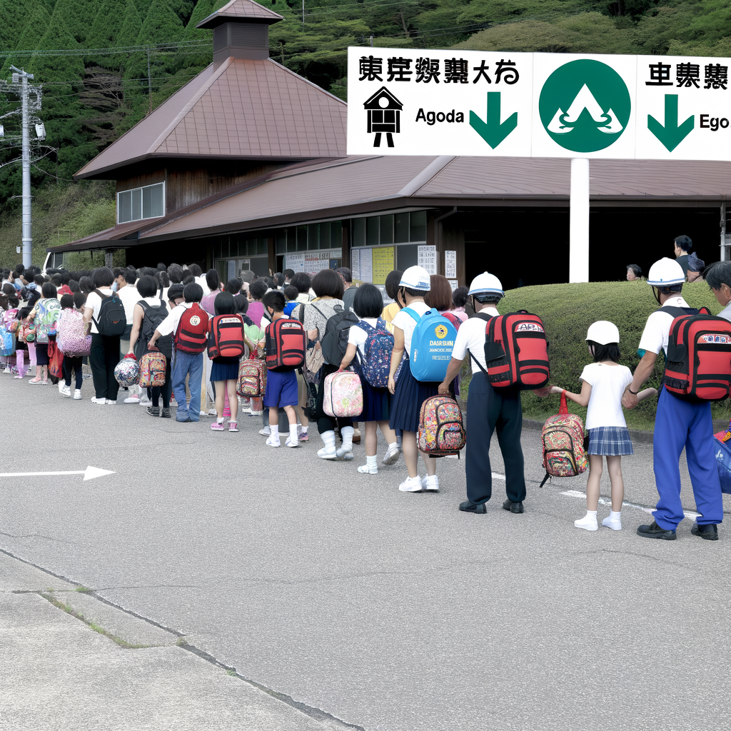 避難訓練を行う地域住民